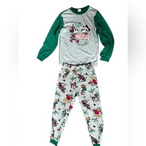 💥Disney Mickey Green and Gray Kids Pajamas Size 10